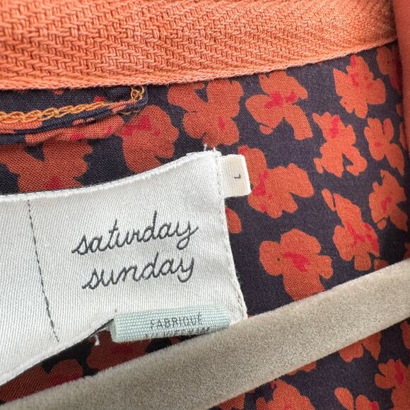 Saturday Sunday Anthropologie Cowl Neck Snap Down Shacket Womens Large Rust - Picture 7 of 10